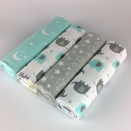 4pcs 100%cotton flannel receiving baby blanket