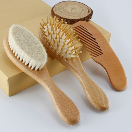 3Pcs Baby Care Pure Natural Wooden Brush Comb Set