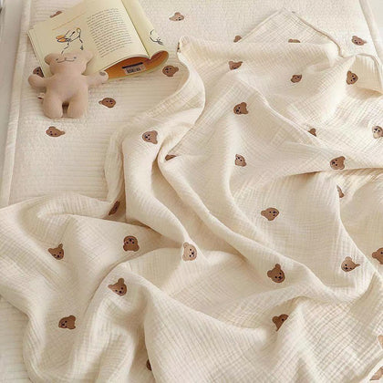 Baby Boys Girls Blanket Cotton Warm Quilt Veil Cartoon Bear Blanket