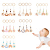 4 Pcs Baby Play Gym Frame Stroller Hanging Pendants Wooden Ring Teether